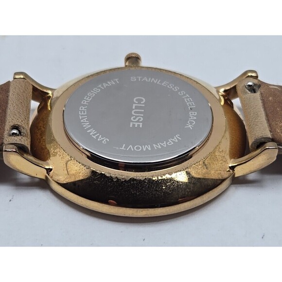 Cluse La Boheme Womens Quartz Watch 38mm Gold Beige Strap Minimalist New Battery - Picture 13 of 14